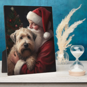 Wheaton Terrier mit Santa Claus festliches Weihnac Fotoplatte
