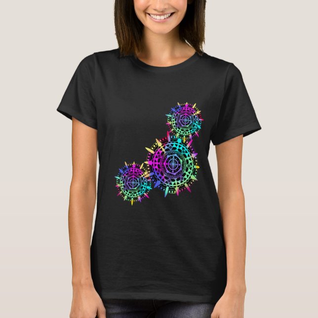 Wheel Life Mandala Spirit Galaxy Buntes Glück T-Shirt (Vorderseite)