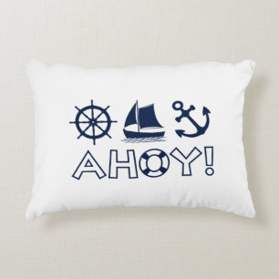 Wheel Sailboat Anchor Ahoy! Dunkelblau Dekokissen