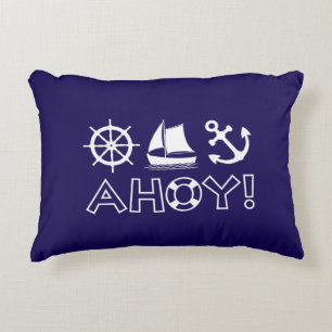 Wheel Sailboat Anchor Ahoy! Weiß Dekokissen
