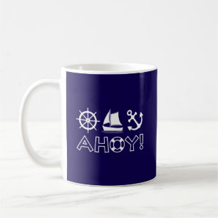 Wheel Sailboat Anchor Ahoy! Weiß Kaffeetasse