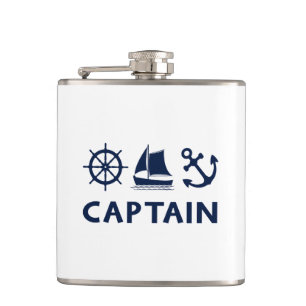 Wheel Sailboat Anchor Captain Dark Blue Flachmann