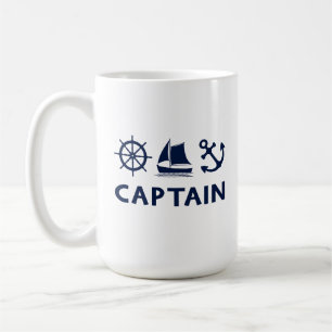Wheel Sailboat Anchor Captain Dark Blue Kaffeetasse