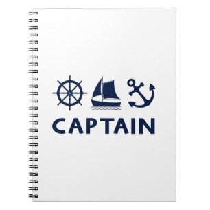 Wheel Sailboat Anchor Captain Dark Blue Notizblock