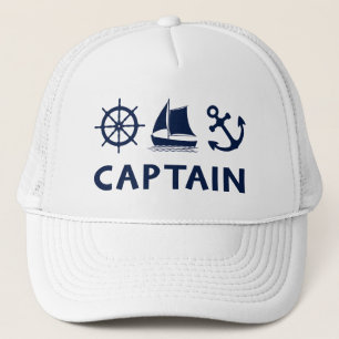Wheel Sailboat Anchor Captain Dark Blue Truckerkappe