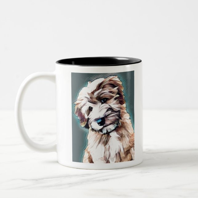 Wheel Terrier Hund Pop Art Zweifarbige Tasse (Links)