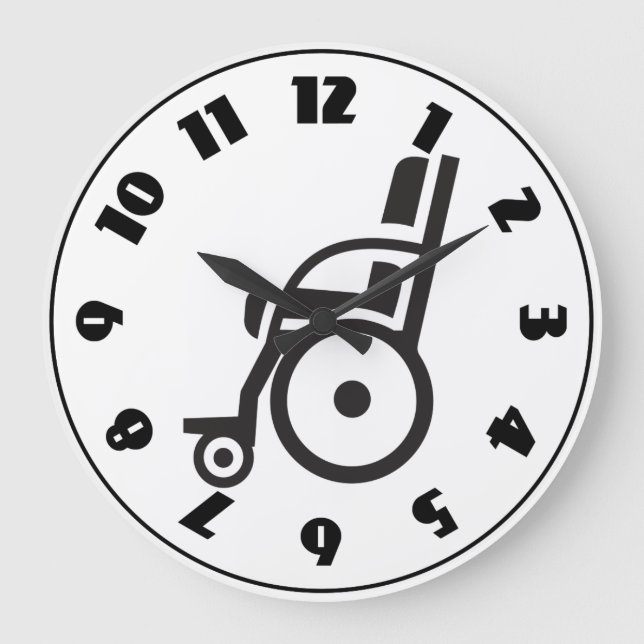 Wheelchair Icon Clock Große Wanduhr (Vorderseite)