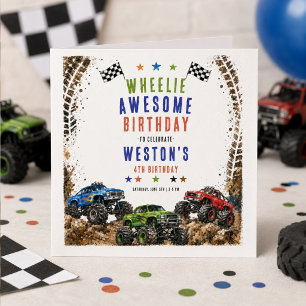 Wheelie Awesome Monster Truck 4. Geburtstag Junge  Serviette