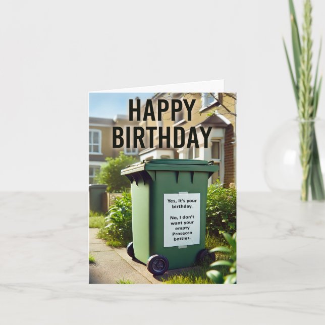 Wheelie Funny Birthday - Prosecco Bin Edition Karte (Vorderseite)