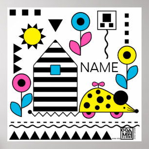 Wheelie Mouse and House Poster - CMYK - personalis