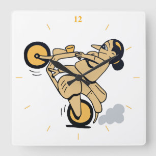 Wheelie Quadratische Wanduhr