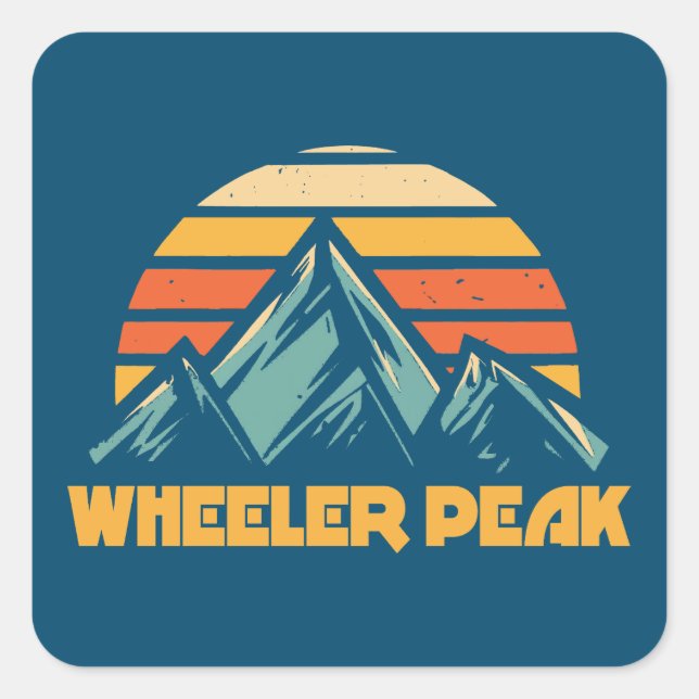 Wheelpeak New Mexico Retro Türkis Quadratischer Aufkleber (Vorderseite)