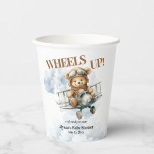Wheels Up Teddy-Bär-Flugzeug-Baby-Party Pappbecher