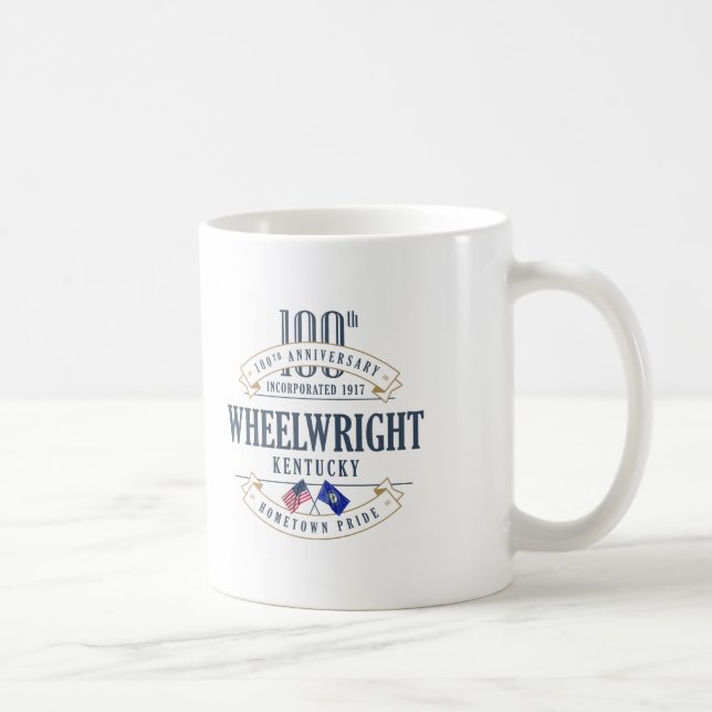 Wheelwright, 100. Jahrestags-Tasse Kentuckys Kaffeetasse (Rechts)