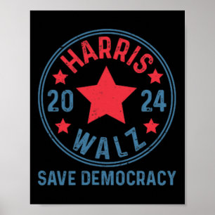 Wheimer 2024 Rettete Demokratie Kamala Harris Tim  Poster