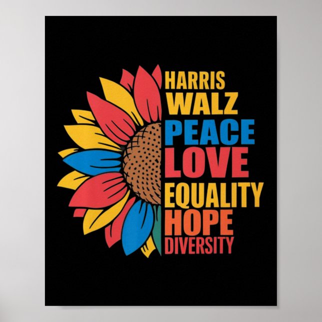 Wheimer Peace Liebe Equality Hope Diversity Sunflo Poster (Vorne)