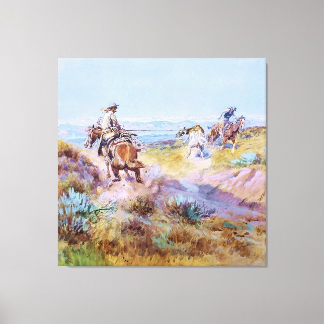 "When Cows Were Wild" von Charles M Russell Leinwanddruck (Vorderseite)