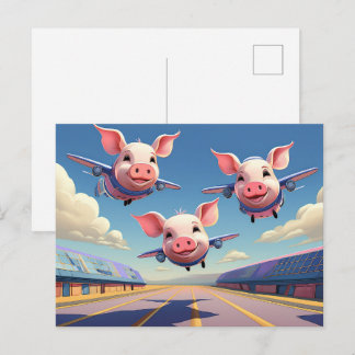 When Pigs Fly Funny Pigs Airport Postkarte