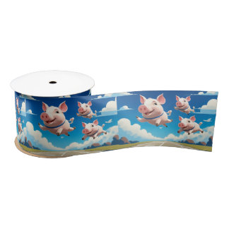 When Pigs Fly Funny Winged Pigs Satinband