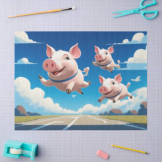 When Pigs Fly Funny Winged Pigs Seidenpapier