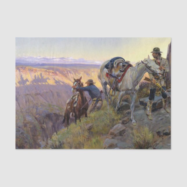 "When Shadows Hint Death" von Charles M. Russell Seidenpapier (Vorderseite)