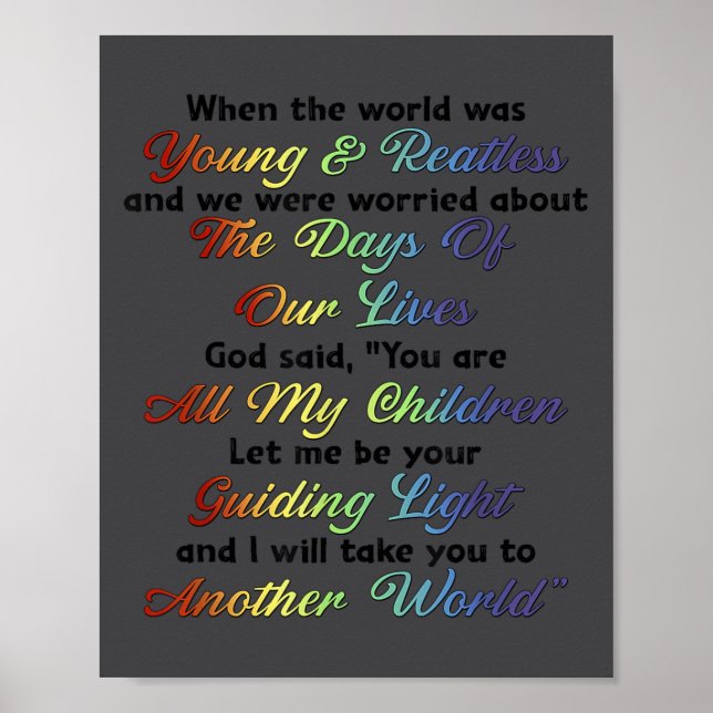 When The World Was Young And Restless God Said Mot Poster (Vorne)