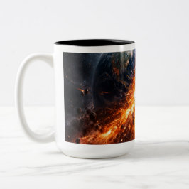 When Two Planets Collide Zweifarbige Tasse