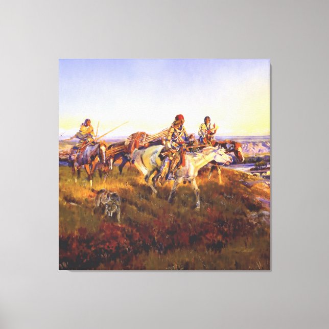 "When White Men Turn Red" von Charles M Russell Leinwanddruck (Vorderseite)
