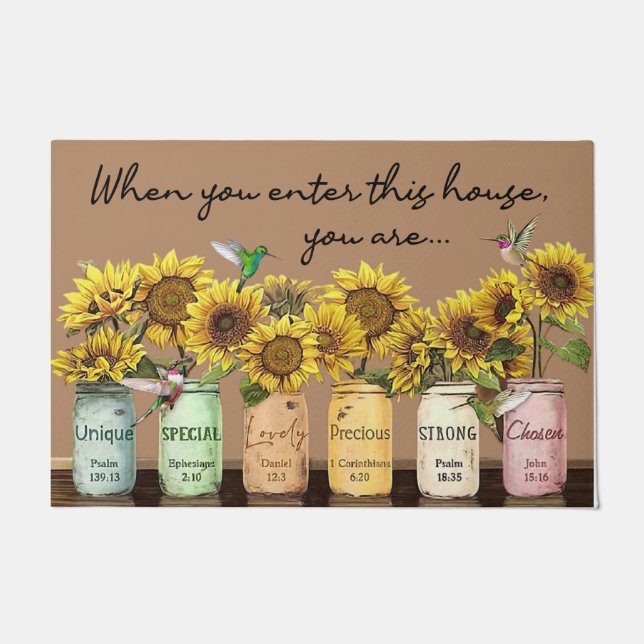 When you enter this house you are, Sunflower Fußmatte (Vorderseite)