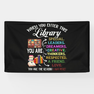 When You Enter This Library Reading Book Worms Banner