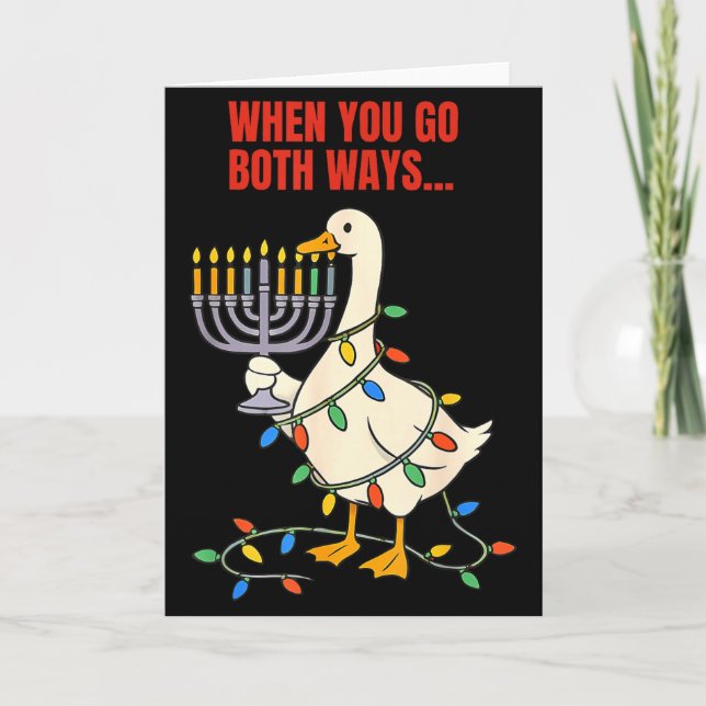 When You Go Both Ways Goose Christmas Hanukkah  Karte (Vorderseite)