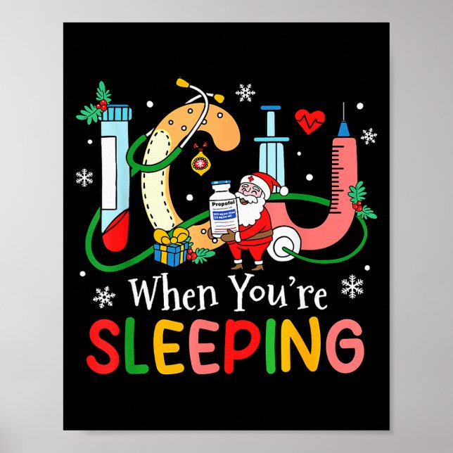 When You're Sleeng Funny Icu Nurse Christmas  Poster (Vorne)