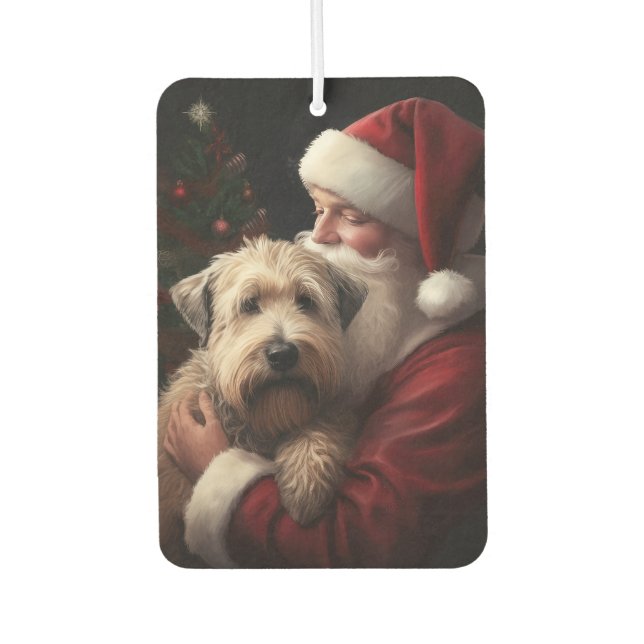 Wheon Terrier mit Weihnachtsmann Weihnachten Autolufterfrischer (Vorderseite)