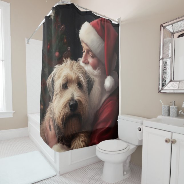 Wheon Terrier mit Weihnachtsmann Weihnachten Duschvorhang (Beispiel)
