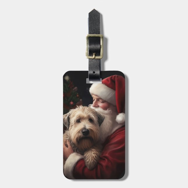 Wheon Terrier mit Weihnachtsmann Weihnachten Gepäckanhänger (Vorderseite vertikal)