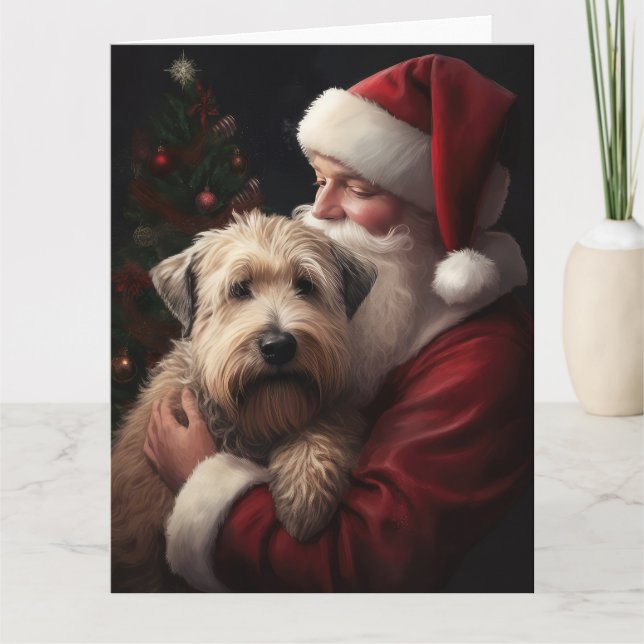 Wheon Terrier mit Weihnachtsmann Weihnachten Karte (Vorderseite)