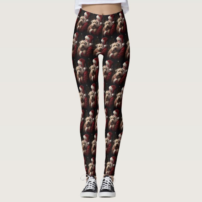 Wheon Terrier mit Weihnachtsmann Weihnachten Leggings (Vorderseite)