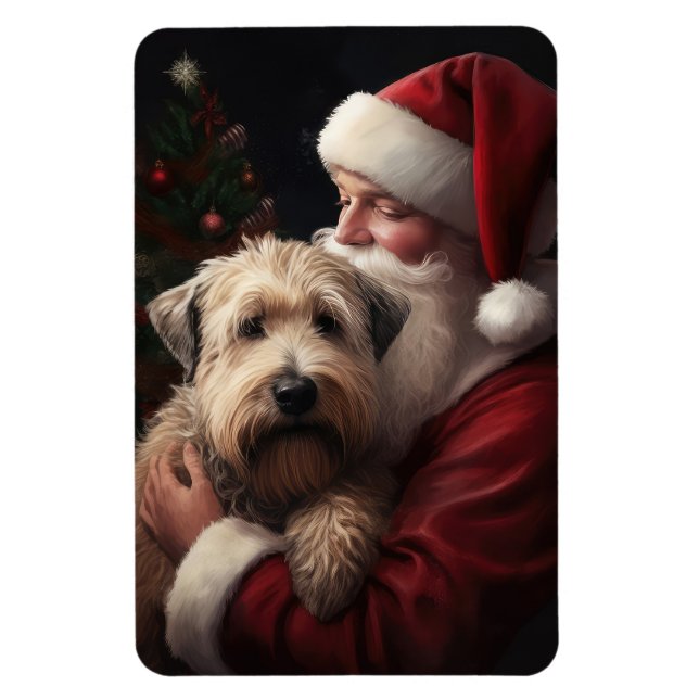 Wheon Terrier mit Weihnachtsmann Weihnachten Magnet (Vertikal)