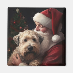 Wheon Terrier mit Weihnachtsmann Weihnachten Magnet