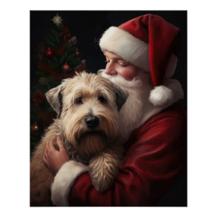Wheon Terrier mit Weihnachtsmann Weihnachten Poster