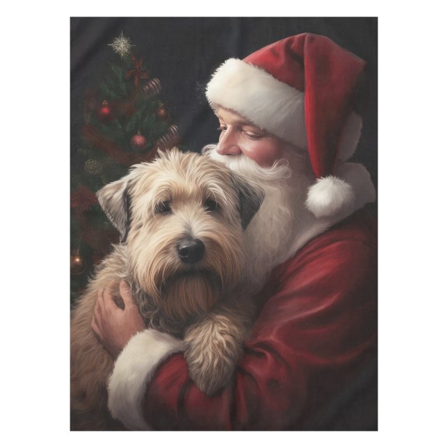Wheon Terrier mit Weihnachtsmann Weihnachten Tischdecke (Vorderseite)