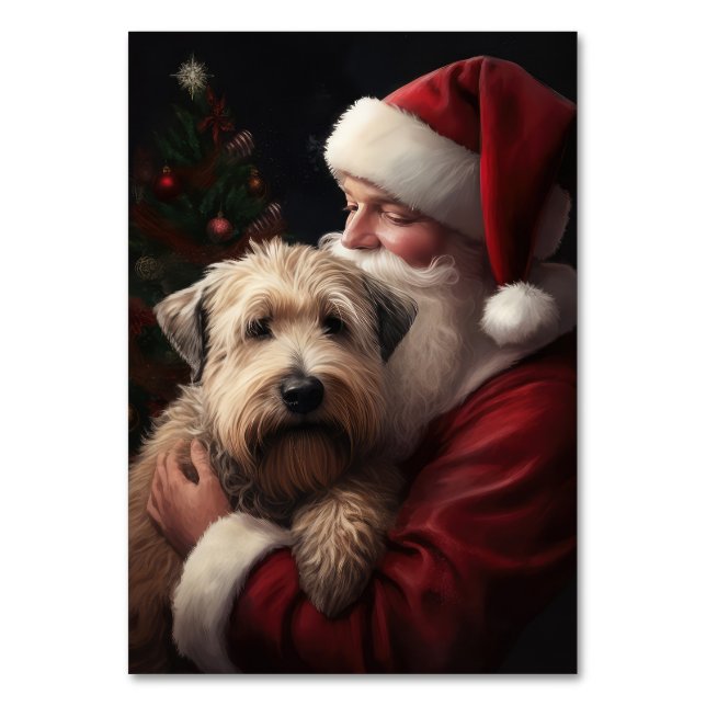 Wheon Terrier mit Weihnachtsmann Weihnachten Tischnummer (Vorderseite)