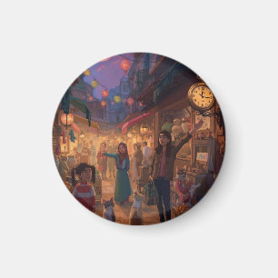 Where Cats Wander and Lanterns Glow Magnet