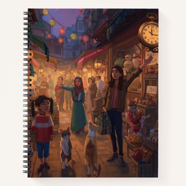 Where Cats Wander and Lanterns Glow Notizbuch (Vorderseite)