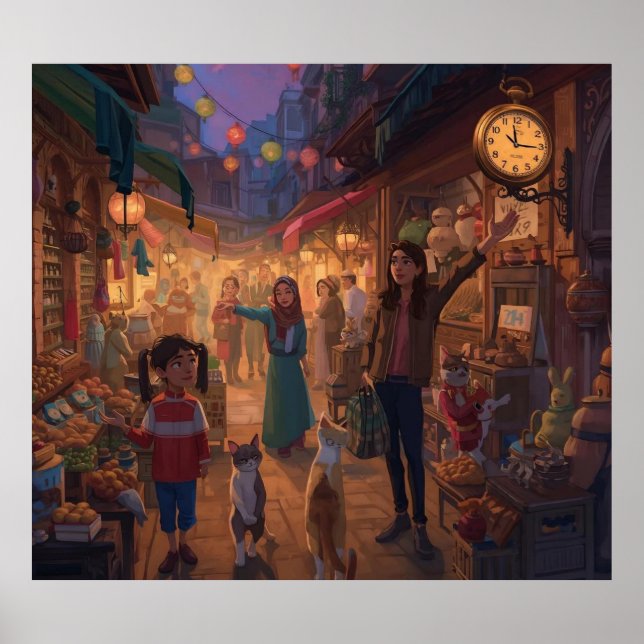 Where Cats Wander and Lanterns Glow Poster (Vorne)