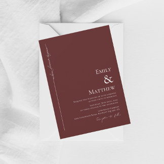 Where Forever Begins Burgundy Wedding Invitation Einladung