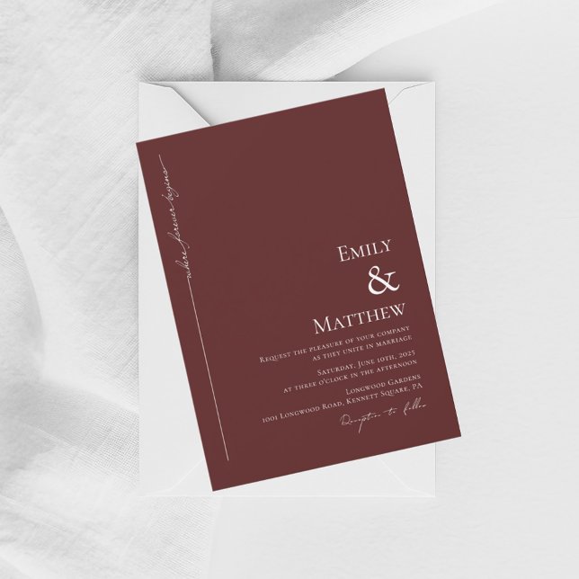 Where Forever Begins Burgundy Wedding Invitation Einladung (Von Creator hochgeladen)