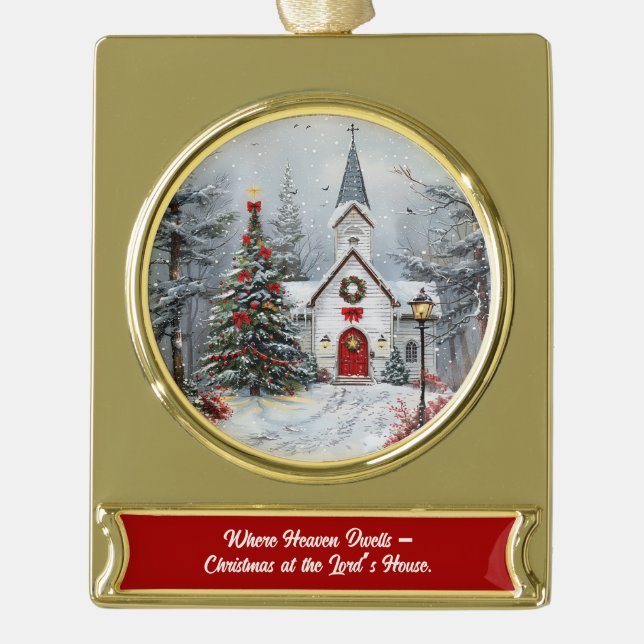 Where Heaven Dwells Christmas at the Lord’s House Banner-Ornament Gold (Vorderseite)