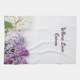 Where Love Grows Kitchen Towel | Lilac Spring Tea  Geschirrtuch