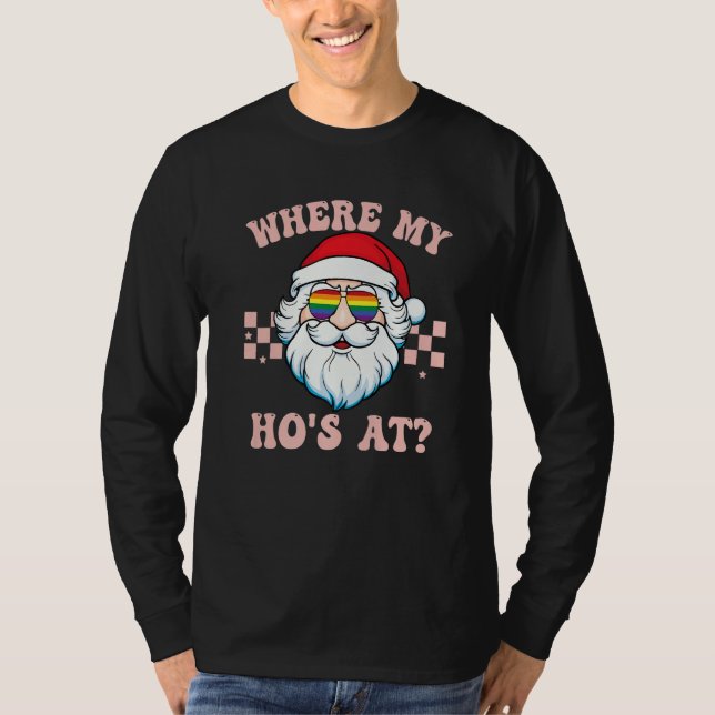 Where My Hos At Groovy LGBT GLASSES Red T-Shirt (Vorderseite)